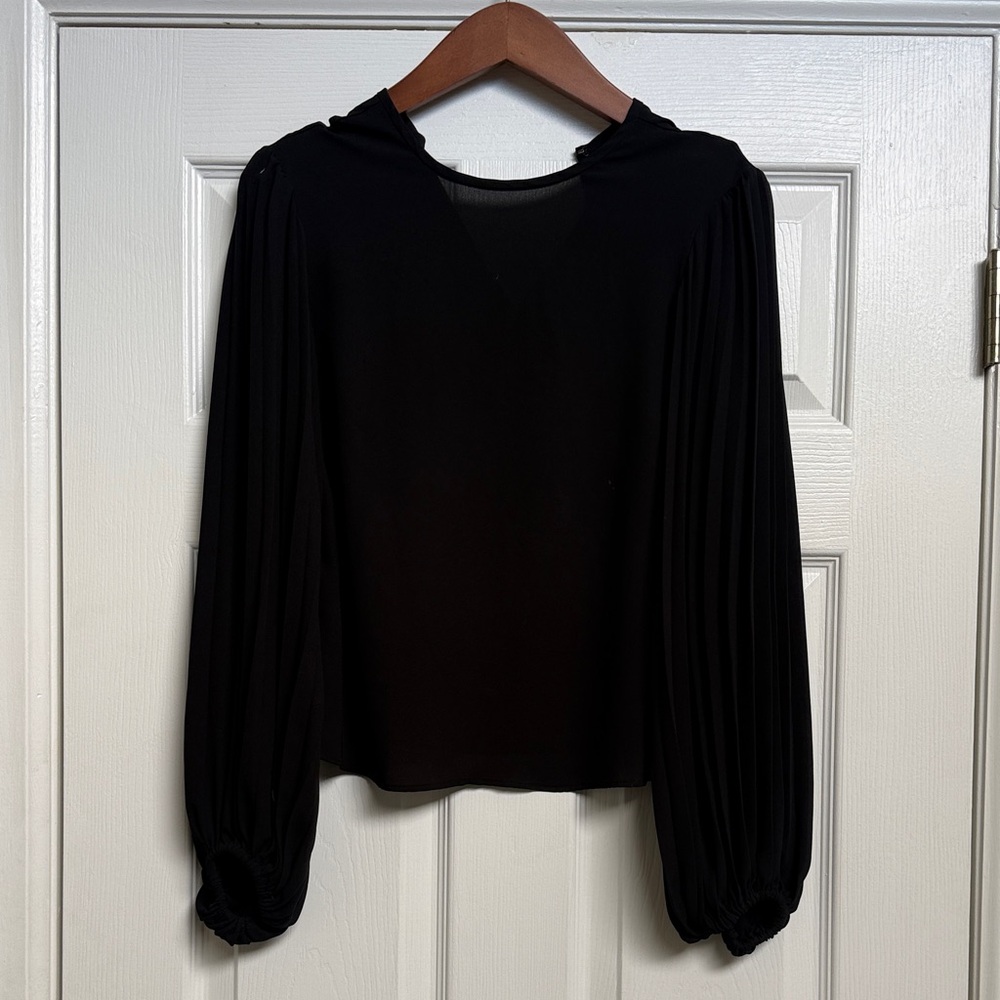 Express Black Pleated Sleeve Blouse